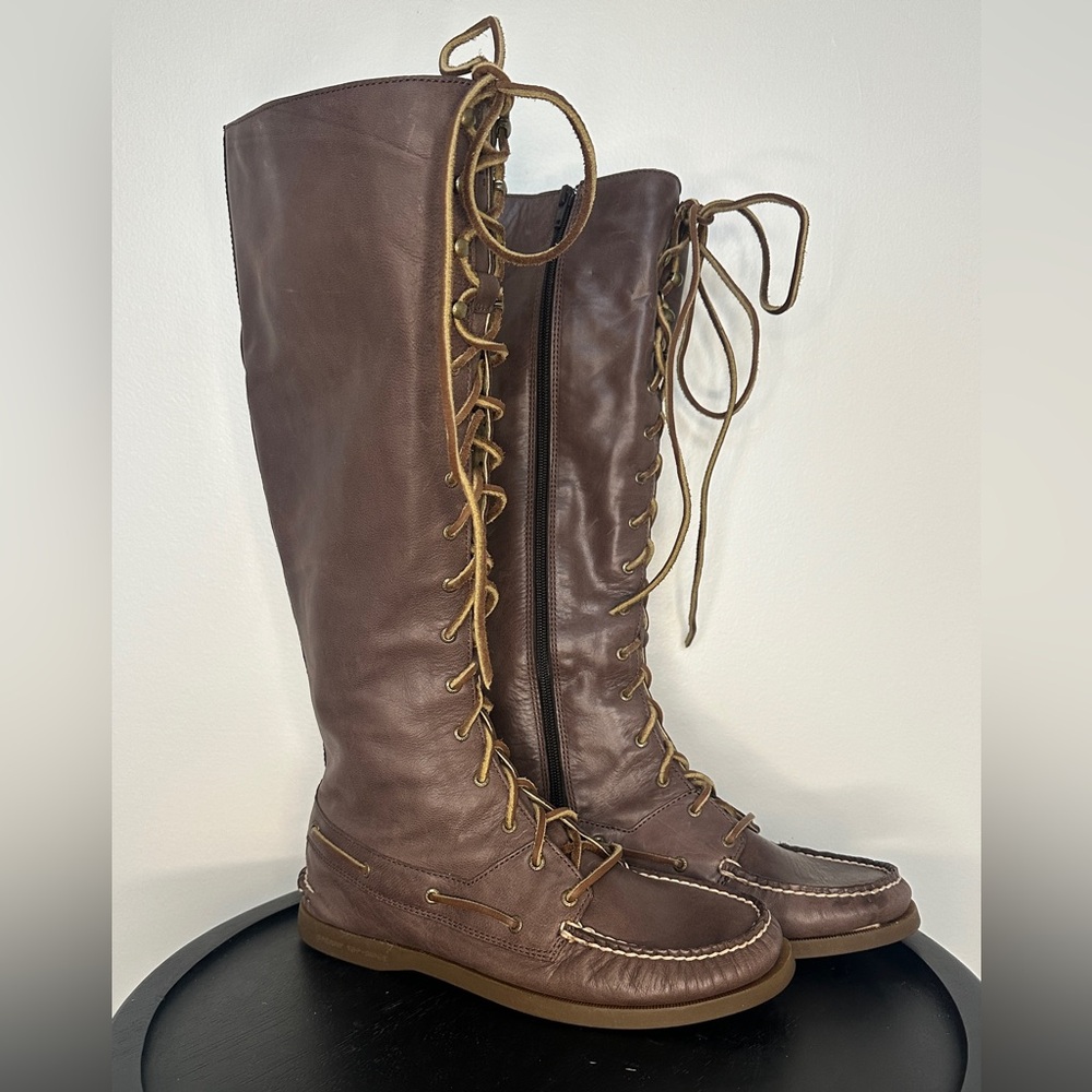 Sperry Brown Lace-Up Leather Boots - Size 9